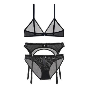 Wholesale free panty transparent for sale - Group buy Bras Sets Varsbaby Sexy Bra panty garter Transparent Deep V Wire Free Seamless Bra And Low waist Briefs Set