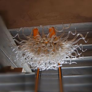 Klare braune Deckenleuchte, luxuriöse Kronleuchter aus mundgeblasenem Glas, LED-Lichtquelle, moderne Innenbeleuchtung, 100 x 60 cm