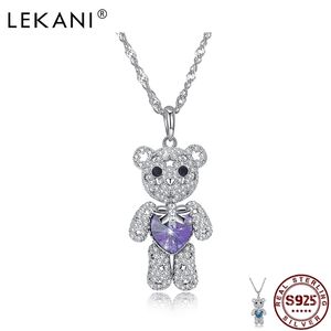 Joyería De Embellecimiento al por mayor-Lekani Lucky Bear Strerling Silver adornado con cristales de Austria Collar lindo Colgante de animales Mujeres Joyería fina