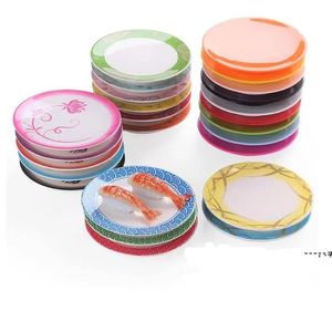 Newpan middag tallrik mat sushi melaminrätt roterande sushi tallrik runda färgglada transportband sushi servering tallrikar dinnerware vid havet rra10023