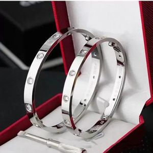 Bracciale rigido con bracciale d'amore, gioielli firmati, polsino in oro, bracciale a vite, braccialetti con cacciavite, acciaio al titanio 316L, belcher, argento 4CZ, per donna, uomo, regalo per feste, braccialetto di design.