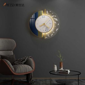 Meisd 35cm Penas Brancas Relógio De Parede Decorativo Modern Plumage Wall Wall Creative Sala Decoração Horloge 210930