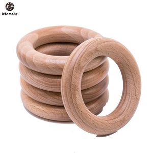 Låt oss göra bok trä teether ring 10pc 70mm baby tand hantverk leksaker för rattles trä spjälsäng mobil 211106