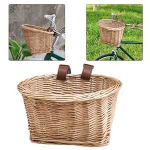 Wholesale front basket for sale - Group buy Storage Baskets High Quality Rattan Bike Basket Bicycle Front Multifunction Removable Waterproof Handlebar Container
