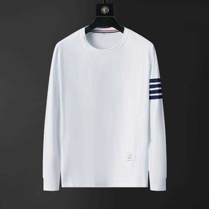 Herren T-Shirts Herren T-Shirts Grafische Herbst-Langarm-Kleidung plus Größe hochwertiger koreanischer Stil Fashion Black Striped Tops Izx0izx0