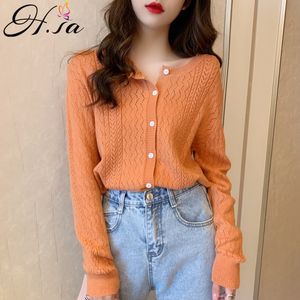 H.SA Spring Knit Cardigans Women Hollow Out Poncho Autumn Summer Loose Style Chic Cardigan Sweater Coat Roupa Mujer 210417