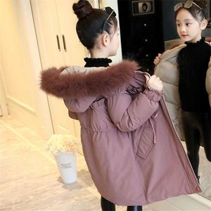 4 5 6 7 8 년 겨울 가을 패션 아이들 소녀를위한 따뜻한 모피 후드 두꺼운 코트 소녀 아이 긴 겉옷 소녀 옷 H0909