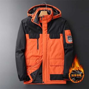 メンズラージサイズのジャケット冬の上着の特大コートフリースダウンウォームパーカー男性9xlビッグ8xlフード付き防水男性211008