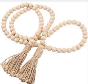 Wholesale jewelry displays and packaging for sale - Group buy 2021 NEW Natural Wooden Tassel Bead String Chain Hand Made Wood Farmhouse Decoration Beads with Tassel Hemp Rope Home Decor Hanging
