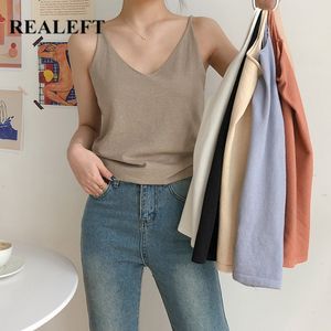 Mulheres verão chique tops tricô multi cores tanque sexy sêmen básico bottoming v-pescoço veste gilrs 210428