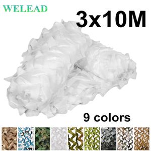 WELEAD 3x10M Reinforced Camouflage Net Military for Garden Shade Outdoor Awning Shelter Army Mesh Hide 3*10M 10x3M 3x10 10x3 Y0706