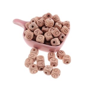 500pcs lettere di legno bambino faggio legno lettera perline massaggiagengive commestibile per i denti giocattoli BPA libero 211106