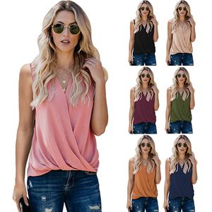 Lato Top Womens Bez rękawów Tank Tops Pink V-Neck Kobiety Mujer De Moda Moda Koszula Casual Odzież