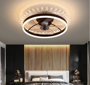 Modern led lamp with ceiling fan without blades bedroom remote control dining room fans light