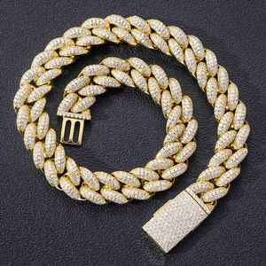 20mm Hip Hop Rock 3 Rows CZ Stone Paved Bling Iced Out Round Cuban Link Chain Necklaces Women Men Rapper Jewelry X0509