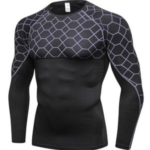 Running Jerseys 2021 Sportstrumpor Långärmad Mäns Tryck Splicing Fitness Stretch Suit Quick-Torking Basketball Training