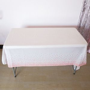 137*274cm Disposable Table Covers Plastic Rose Gold Dot Tablecloth Birthday Wedding Party Decoration Supplies