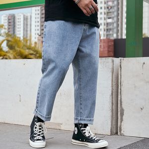 Enkel Loose Mäns Jeans Solid Färg Casual Harlan Byxor För 140 kg Fat Man Storlek 28-48 Vêtements de Grande Taille Pour Hommes