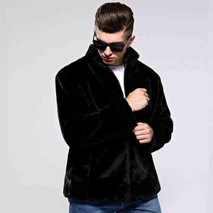 Cappotto di pelliccia da uomo giacca casual coreana colletto alla coreana imitazione visone cappotto da uomo imitazione visone cappotto 211207