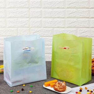 Borsa a mano in plastica Contenitori per bevande Tinta unita Insalata Alimenti leggeri Borse in plastica Imballaggio per dessert Alimenti da forno Panetteria Torta Tote