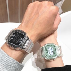 Saatı Coloful İzle Kadın Erkek Altın Rahat Şeffaf Dijital Spor Saatler Lover'ın Hediye Saati Çocuk Kol Öğrenci Reloj Muje