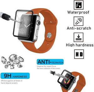 Curved Edge Pet PMMA -skärmfilmer för Apple Watch 7 38mm 42mm 40mm 44mm 41mm 45mm Smart Watch Tempered Glass