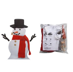 Drewniana Symulacja Dress Up Snowman Kit Boże Narodzenie Decor Akcesoria Zestaw Zestaw Kit-Snowman Eyes Nose Usta Rury Guziki Szalik Hat SN5925