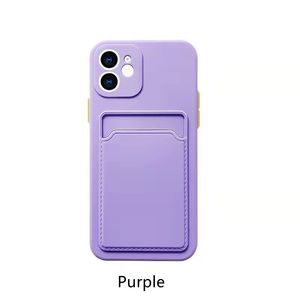 2021 Ny solid färg Telefonväskor för iPhone 12 11 Pro Max XR XS X 7 8 Plus Anti-Fall TPU Cellphone Skyddskåpa med korthållare Sex färger