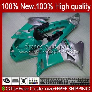 OEM-Karosserien für KAWASAKI NINJA ZZR250 1990 1991 1992 1993 1994 1995 1996 1997 1998 1999 cyan silbrig Karosserie 54HC.69 ZZR-250 ZZR 250 CC 90 91 92 93 94 95 96 97 98 99 Verkleidung