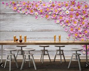 Wholesale room boards for sale - Group buy Wallpapers Papel De Parede Wood Planks Petals Flowers Po Boards d Wallpaper Mural For Living Room Bedroom Sofa TV Wall Kitchen Cafe Bar