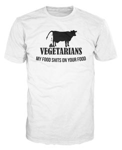 Herren T-Shirts Männer Kurzarm T-Shirt Vegetarier Mein Essen scheißt auf Ihr lustiges vegetarisches veganes Unisex-T-Shirt mit Aufdruck