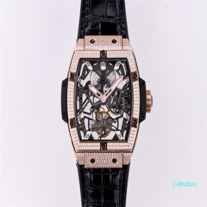 JB Watch Hub9006 Ручная цепная цепь Движение True Tour Tour Cover Machine 18K Rose Gold / Platinum для создания корпуса Carbone Fibre Dible Sapphire Mirror