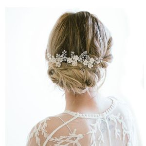 Saç klipsleri Barrettes Düğün İnci Rhinestone Saç Pençeleri Takı Aksesuarları Altın Gümüş Renk Gelin Nedime Tiara Stick