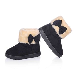 Inverno meninas botas de neve crianças sapatos de algodão moda quente bowtie princesa bebê botas doces cores bonitos crianças botas antiskid 211108