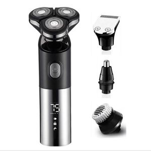 Profissional LED Dispaly Dispaly Lavável Rotate Shaver Homens 4in1elétricos Razor Recarregável 3D Barba Cara seca ou molhada Máquina de barbear P0817