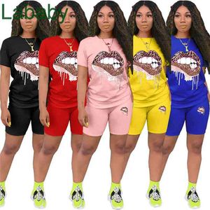 Women Tracksuits Short Sleeve T-shirt Shorts Designer Solid Color 2 Piece Jogger Sets Yoga Outfits Gym Clothes Plus Size Sportwear