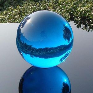 Nyhetsprodukter Transparent Blue Crystal Glass Ball Poggraphy Hem Mode Dekoration Sphere Modern Minimalistisk Hantverk Prop