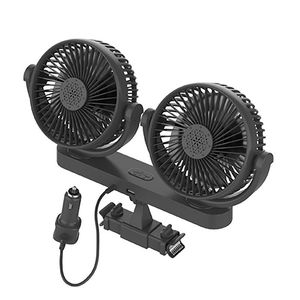 Electric Fans USB Mini Car Double Head Fan V V Seat Back Bracket Air Conditioner Degree Rotation Rear Silent Cooling