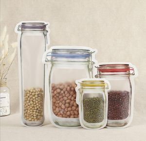 Sacchetti con cerniera per stoccaggio alimentare riutilizzabile Mason Jar Shacks Snacks Guarnizione ermetica Risparmio a prova di perdita Borse da cucina Borse da cucina Borse quattro taglie