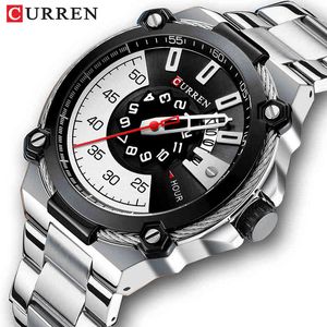 남성용 Curren Quartz 시계 시계 스포츠 날짜 시계 남성 럭셔리 브랜드 비즈니스 남성 시계 캐주얼 스타일 Relogio Masculino 210517