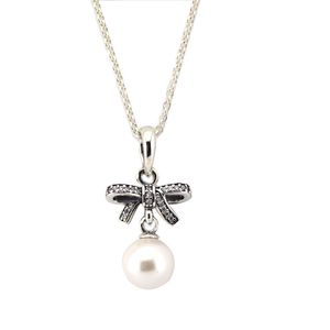 CKK Delicate Sentiments, White Pearl Necklaces Pendants 925 Sterling Silver Original Jewelry Fashion Making