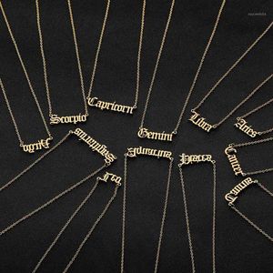 12 Zodiac brev Constellations hängen Halsband för kvinnor Män Virgo Libra Scorpio Skytten Capricorn Aquarius Födelsedaggåva