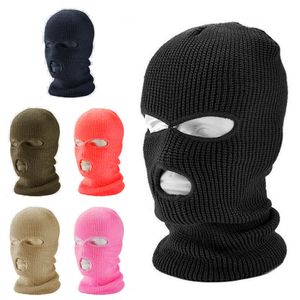 Full Twarzy Pokrywa Maska Narciarska Kapelusz 3 Otwory Balaclava Wojska Tactical CS Wiatroszczelna Dzianiny Czapki Czapki Zimowe Ciepłe Unisex Czapki WXY168