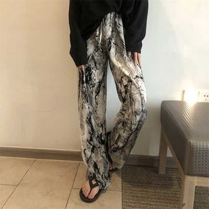 Yaz Kadın Tie Boya Geniş Bacak Pantolon Harajuku Moda Streetwear Yüksek Bel Rahat Düz Pantolon Kadın Slacks 211115