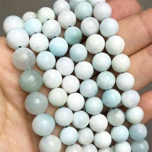 Natural Stone Blue Larimar Loose Spacer For Jewelry 6 8 10mm Round Beads DIY Making Bracelet Earrings Accessories 15''