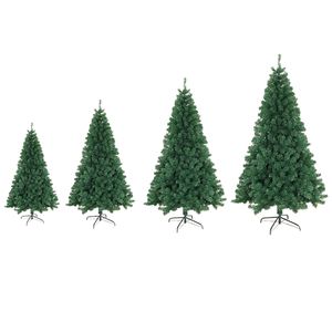 Artificial Green Christmas Tree 210cm with 800 Pine Branches Flame-retardant PVC Material Fir Tree Metal Christmas Tree Tripod 211104