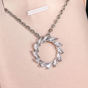 Wholesale wedding band necklace for sale - Group buy Huitan Simple Stylish Hollow Circle Pendent Necklace Women Dazzling Marquise Crystal Zircon Elegant Bridal Wedding Bands Jewelry Pendant Nec