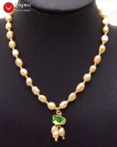 Rosa Barocke Perlenkette großhandel-Anhänger Halsketten Qingmos Natürliche Rosa Perle Halskette Für Frauen Schmuck mit mm Barock Lotus Blatt Chokers