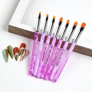 Toptan satış 7 adet / grup Nail Art Fırça Kalemler Düz Kafa Tırnak Fırçalar UV Jel Tırnak Lehçe Boyama Çizim Fırçalar Seti Manikür Araçları Kiti