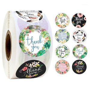 Envoltório de presente 500 pcs Redondo Etiquetas Kraft Papel Rosa Obrigado Etiqueta Dragee Doces Flor Caixa De Flor Caixas De Cupcake E Adesivos De Casamento